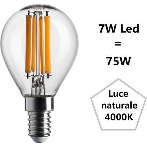 LAMPADINA SFERA PICCOLA LED 7W LUCE NATURALE 4000K 1055 LUMEN E14 BOT
