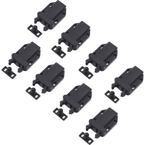 Rouleau Loquetaux Push to Open Fermeture pour Placard Meubles Porte Armoire Loquet Tactile Noir (8 Pcs)