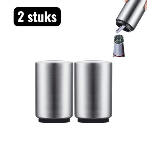 Lot de 2 ouvre bouteilles multifonctions en acier inoxydable pour bières boissons gazeuses et autres bouteilles couleur argentée (1/5)