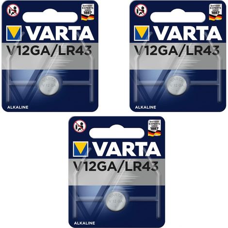 .3 piles Varta V12GA LR43.
.