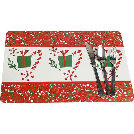 Lot de 12 sets de table, napperons, dessous de verre, PVC, antidérapant, résistant à la chaleur, pour cuisine et restaurant (1/5)