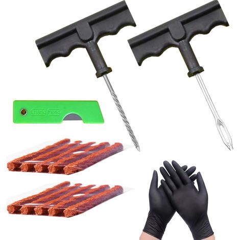 15pcs Kit Anti Crevaison Voiture, Kit Reparation Pneu Voiture, Meche Pneu Crevaison, Kit Réparation Pneu Voiture Pour Voiture, Moto, Camionnette, Tondeuse (1/5)