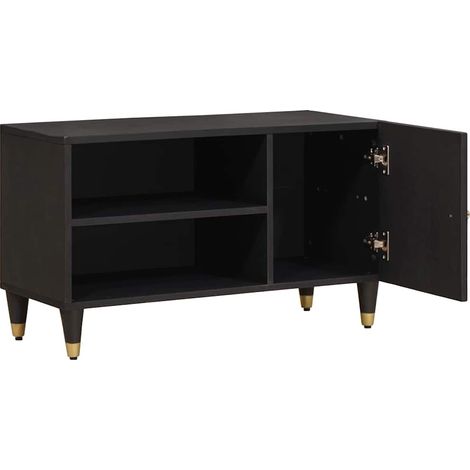 Maison Exclusive - Meuble TV Noir 80 x 33 x 46 cm Bois de mangue massif (1/5)