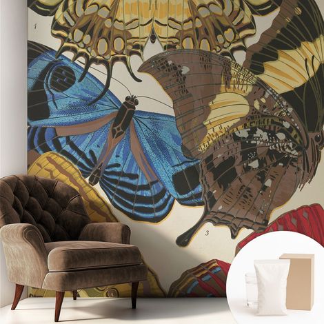 Papier peint intissé décoratif avec colle pour salon chambre et bureau Installation rapide Inspiration papillons 250x250 cm (1/5)