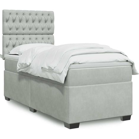 Boxspringbett mit Matratze Hellgrau 80x200 cm Samt (1/5)