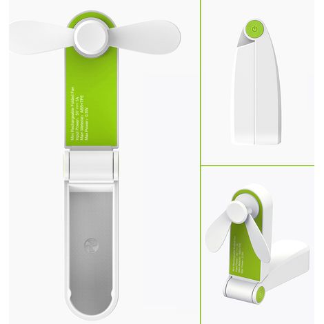 Bardusch - Ventilateur de Poche Silencieux, Ventilateur Portable Main Rechargeable Mini Ventilateur Usb pour Bibliothèque Camping Voyage Bureau Vert (1/5)