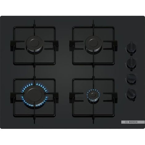 Piano cottura a gas - BOSCH Serie 2 - 4 fuochi - 52 x 59 x 5,4 cm - POP6B6K30 - Nero