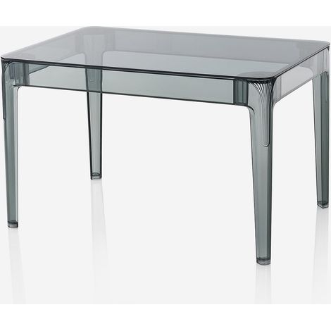 Danubio Esstisch aus Glas und Polycarbonat, 120x80 cm - Rauchgrau