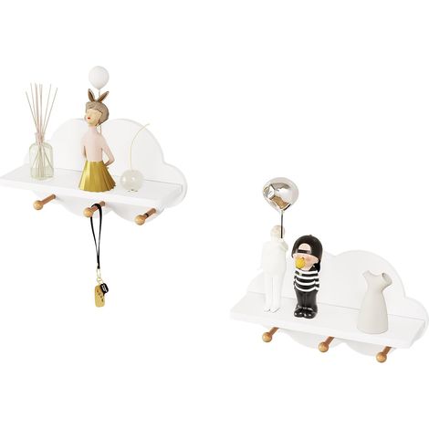 WOLTU 2x Floating Shelves Cloud-shaped Wall Shelving Living Room Kitchen Bedroom Office, White (1/5)
