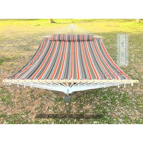 Hamac double avec tissu rembourré et barres de séparation, plus long et résistant, hamacs de qualité pour patio intérieur et extérieur (1/5)