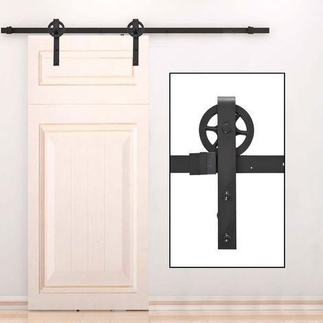 HOMCOM Schiebetürbeschlag-Set 200 cm Holzschiebetür-Set Kohlenstoffstahl Badezimmer Küche Schlafzimmer Schwarz