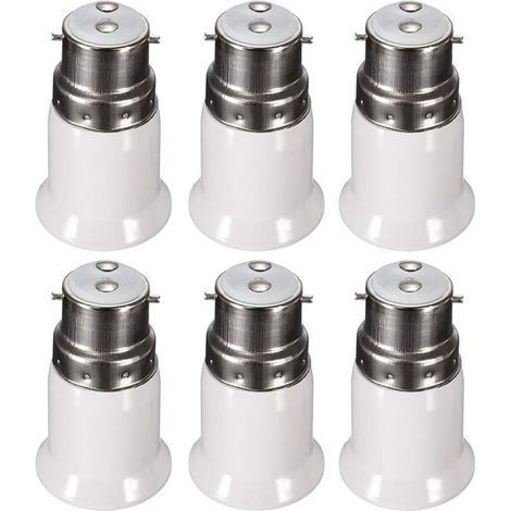 TAISHENGDA-Adaptateur de culot B22 vers E27 pour ampoules LED – AC 230V – Lot de 6 – Plastique ignifuge – Compatible jusqu'à 60W – (1/5)