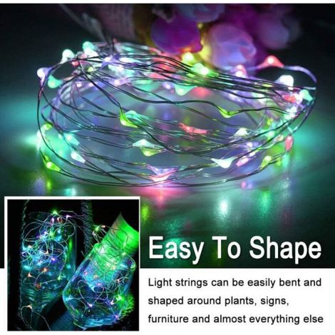 Guirlande Lumineuse - Fil De Cuivre Flexible - 20 Led - Pour Decoration Interieure Et Exterieure - 12 X 2 M (1/5)