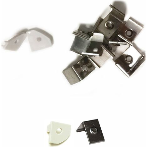 Lot de 10 attaches et de 2 capuchons pour profilé angle 45°