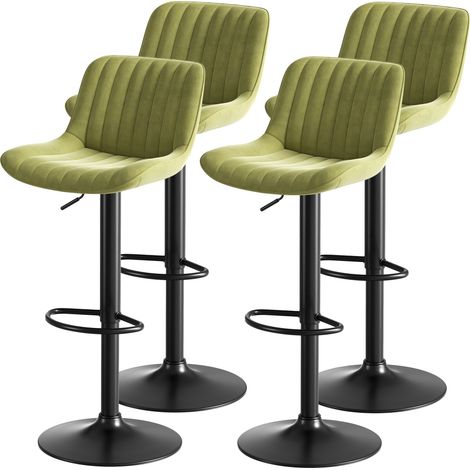 Silla de bar giratoria ajustable en terciopelo OKMYHOME (1/5)