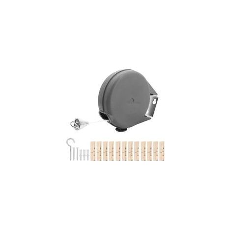Corde à linge rétractable pour intérieur/extérieur - 12 m de long - Corde à linge portable avec clip en bois - Corde à linge rétractable pour camping (1/5)