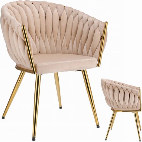 Chaise Molto beige pieds dorés (1/4)