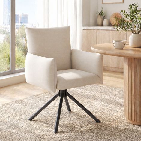 chaise salle manger pivotante set 2 velours beige OKMYHOME (1/5)