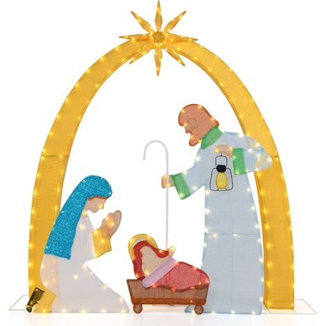 CASART 168 CM Christmas Nativity Scene Lighted Holy Family Yard Decoration (1/5)
