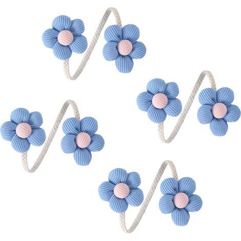 Juego de 4 alzapaños metálicos coloridos con forma de flor para cortinas, ideales para la decoración del dormitorio. (1/4)