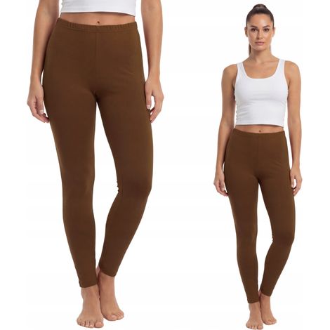 Leggings lunghi in cotone, marca polacca, colore marrone, taglia XL (1/4)