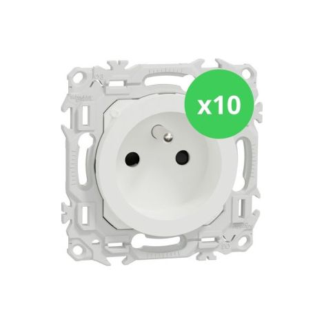 Schneider - Odace 2025 - LOT de 10 Prises ru00e9novation 2P+T u00e0 puits - 4 bornes auto par pu00f4le - Blanc craie - Ru00e9f : S920049 x 10 (1/5)
