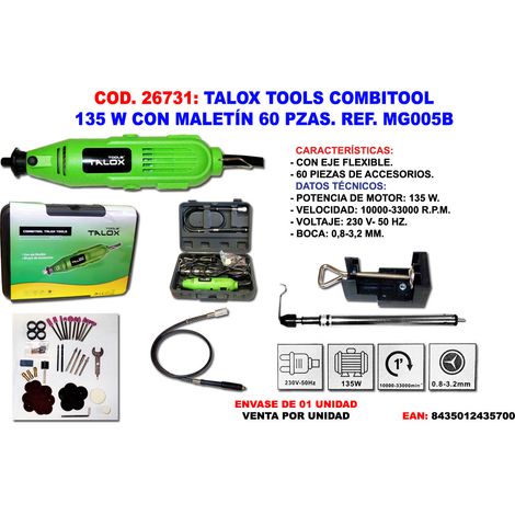 Talox Combitool 135 W Multifunktionswerkzeug mit Koffer und 60 Teilen