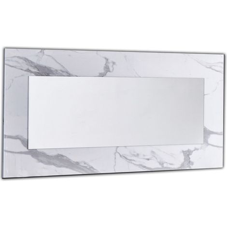 Miroir mural bois blanc effet marbre vernis Botela 190cm (1/3)