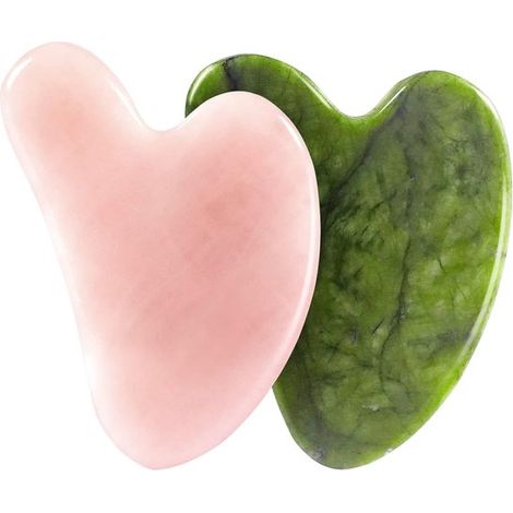 Gua Sha - Raspador de jade Gua Sha - Herramienta de masaje - Herramienta de jade premium - Masaje facial - Masajeador Gua Sha - Masaje - Relajación - Rosa y verde (1/5)