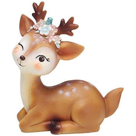 Figurine de Faon en Résine, Ornement de Cerf Nain pour Déco Maison Bureau Auto Mariage, Lot de 1 (1/5)