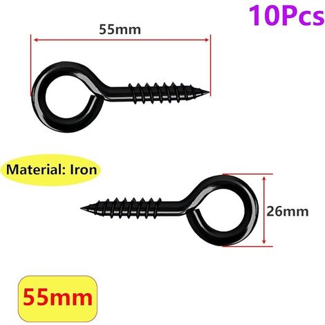 Lot de 10 vis à œillets auto-taraudeuses pour plafond Noir 55 mm (1/5)