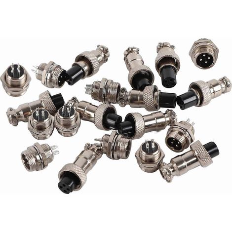 Lot de 10 connecteurs aéronautiques GX12 à 4 broches de 12 mm, prise métallique