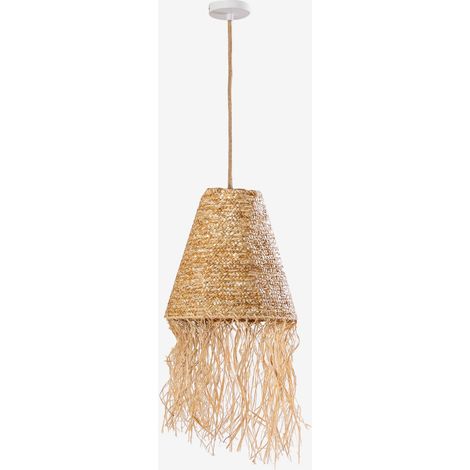 Sklum – Lampe suspendue en jute Vries – Abat-jour conique avec franges – Câble en corde naturelle – Hauteur 210 cm – Largeur 130 cm (1/5)