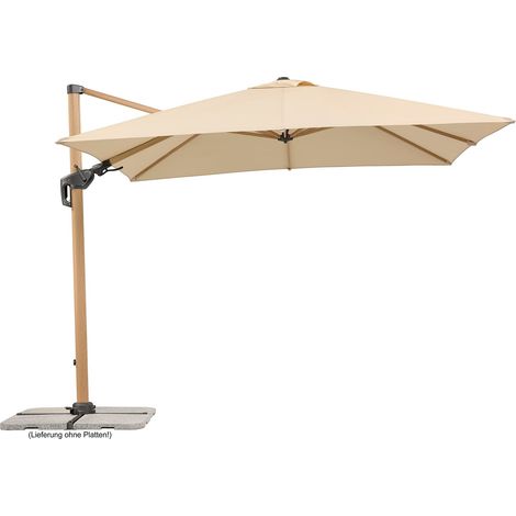 Parasol Rhodos Twist Woody, Naturel, 300 x 300 cm, 729-02, Structure en Aluminium/Acier, Toile en Polyester, 25,7 kg (1/5)