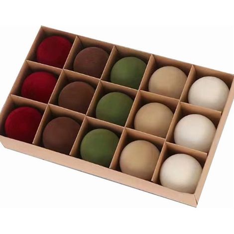 Boules De Noël En Velours - 15 Pièces - Diamètre 8 Cm - Ornements Accrochables En Plastique Flocké - Décoration Arbre De Noël Et Intérieur (1/5)
