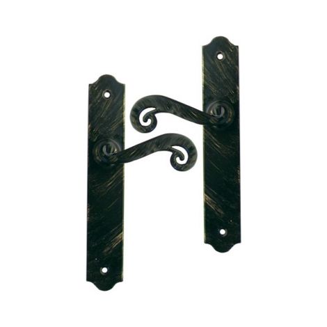 Ouvre&Déco – Poignées de porte SOLOGNE – Lot de 2 – Fer forgé noir – Entraxe 195 mm – Design sans trou de serrure pour intérieur élégant