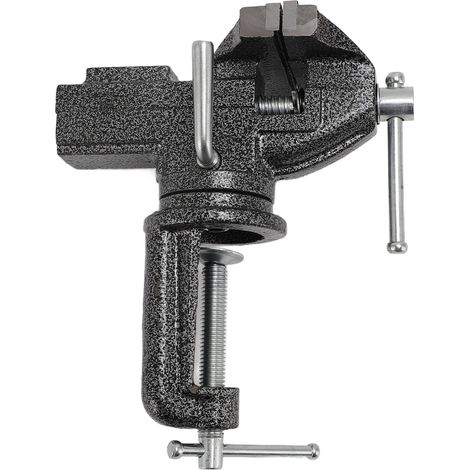 Étau de table pivotant à 360° pour petit établi, mâchoires de 75 mm, ouverture max 62 mm, universel, noir (1/5)