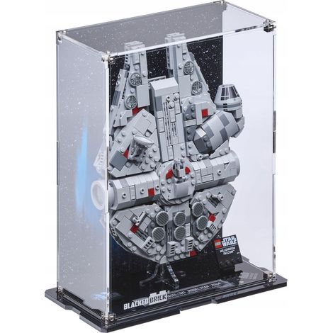 Vitrine sur pied avec fond BlackedBrick pour le LEGO 75375 Star Wars Faucon Millenium (1/5)