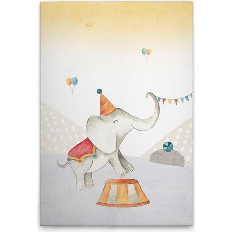 Leinwandbild Zirkus Elefant Kinderzimmer M1-No.50554 - Kunstdruck auf Leinwand in Bunt Beige - Wandbild 30 x 40 cm (1/5)