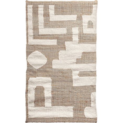 Décoration murale boho en bois et coton - Beige sable tissé naturel (1/4)