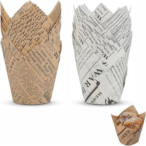 150 Pièces Tasses Papier Cuisson Tulipe, Cupcake Moules en Papier, Emballages Muffins à Cupcakes, Convient aux Amateurs Gâteaux Bricolage, Utilisé pour la Cuisson Gâteaux à la Maison(Deux Couleurs) (1/5)