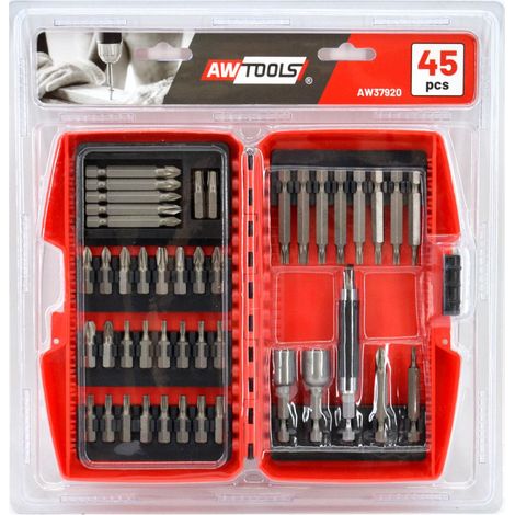 JUEGO DE PUNTAS DE DESTORNILLADOR AWTOOLS S2 45 piezas (1/4)