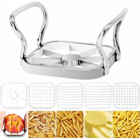5pcs Cutter, 5 en 1 Acier Fruits Légumes Croustilles Crinkle Cutter Trancheuse Lame De Remplacement (1/5)