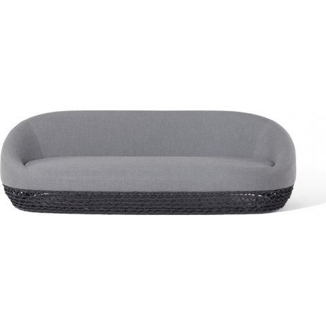 Divano 3 posti rettangolare struttura in alluminio corde grigie 91x220xH71 cm