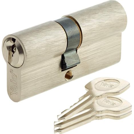 YC500+ Cylindre de Serrure 40x40 mm pour Porte Extérieure/Entrée, 5 Goupilles, 3 Clés, Nickelé (1/5)