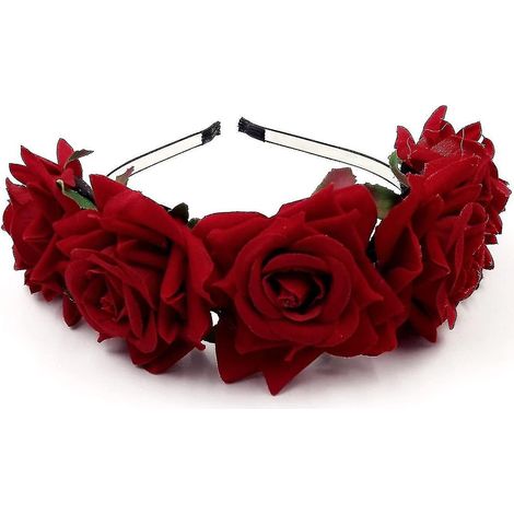 Guirlande de roses pour femmes et filles, couronne de fleurs, diadème, bandeau, serre-tête fleuri pour mariage (1/2)
