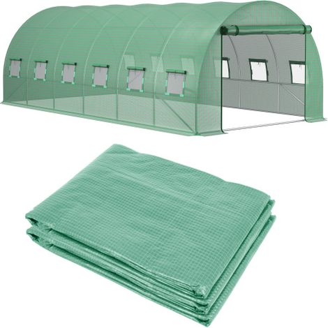 Greenhouse Replacement Cover 6x3x2m PE Material for Winter Garden with Roll-up Windows Outdoor Walk-in Tunnel Green Cover