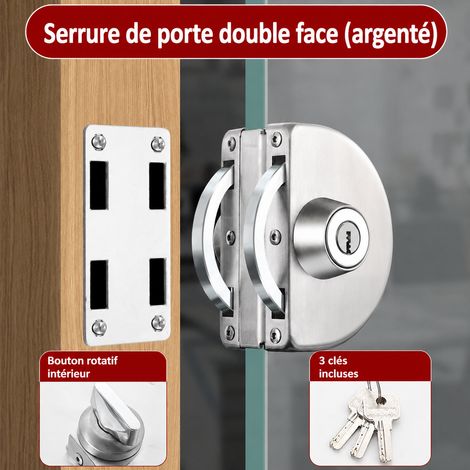 Serrure mécanique pour porte simple en verre sans perçage en acier inoxydable 304 modèle 802 clé extérieure et bouton intérieur 802 304 réf 0130 1 kg – Livraison gratuite