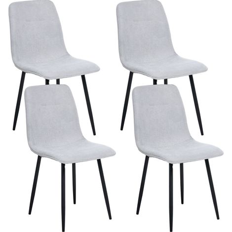 Esszimmerstuhl 4er Set TUSCOLA Stoff Hellgrau