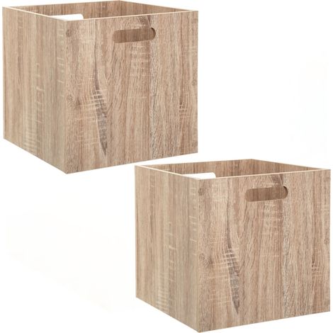 Lot de 2 cubes de rangement effet bois MIX'N MODUL (1/2)